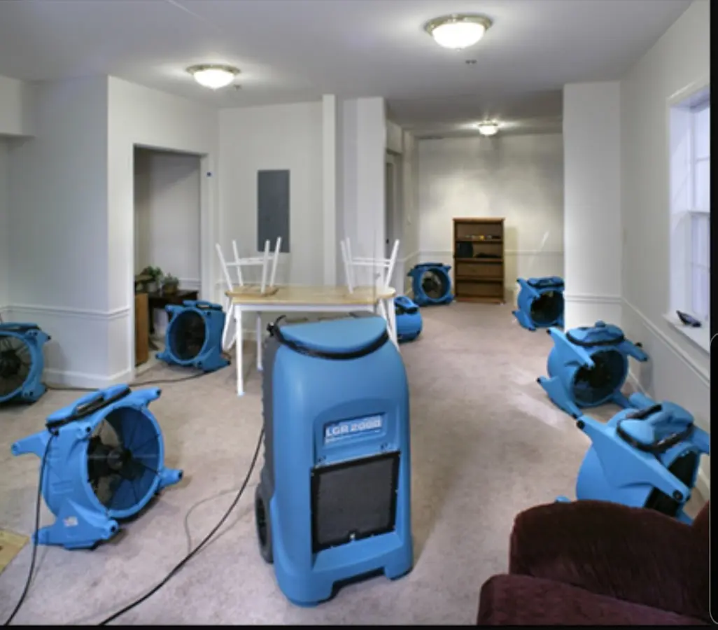 Air movers and dehumidifier setup for Water Extraction & Removal in Sutherlin